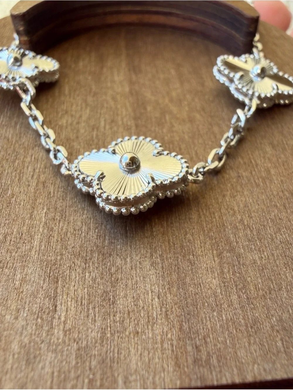 White Gold Plated Clover Bracelet